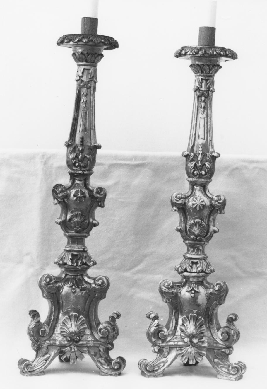 candeliere d'altare, serie - bottega napoletana (seconda metà sec. XVIII)