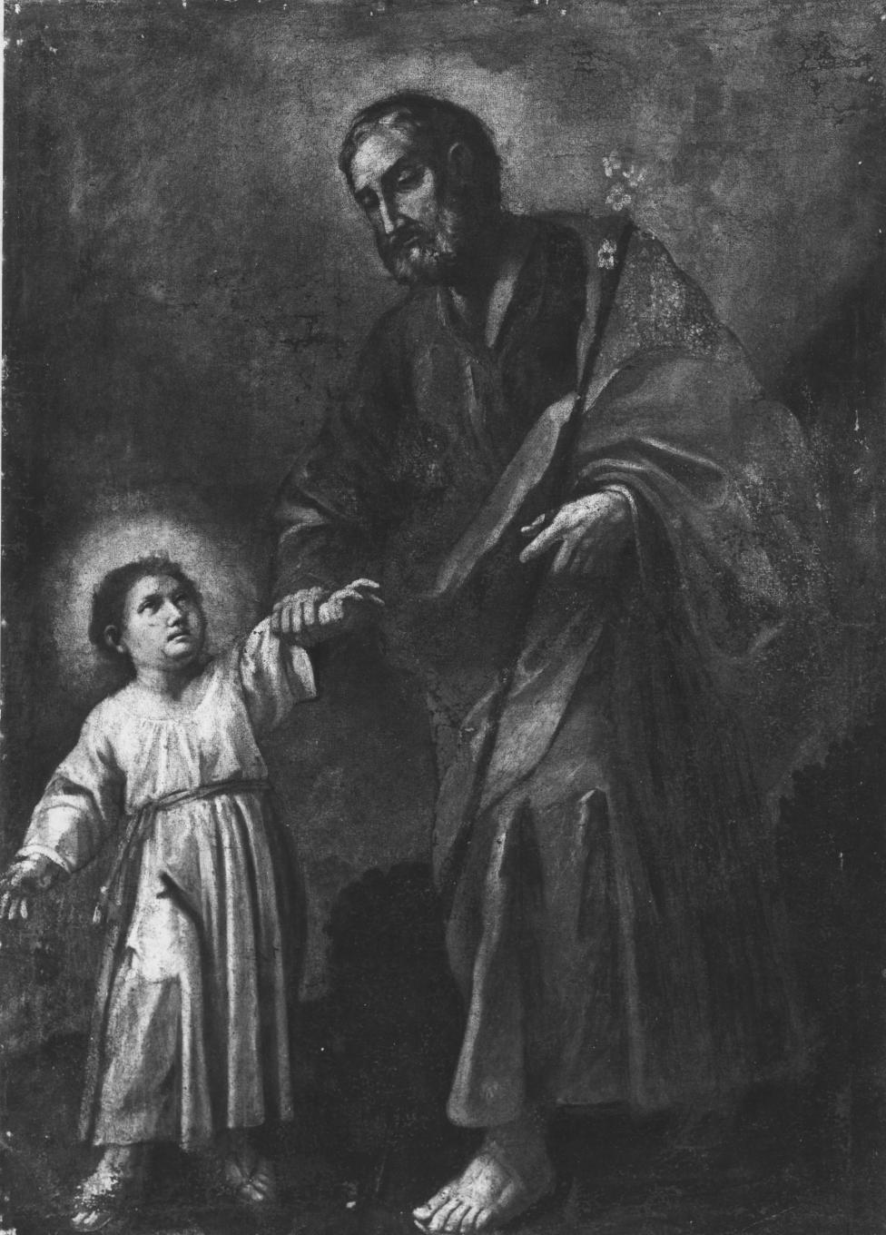 san Giuseppe e Gesù Bambino (dipinto) di Conversi Vito Antonio (bottega) (metà sec. XVIII)