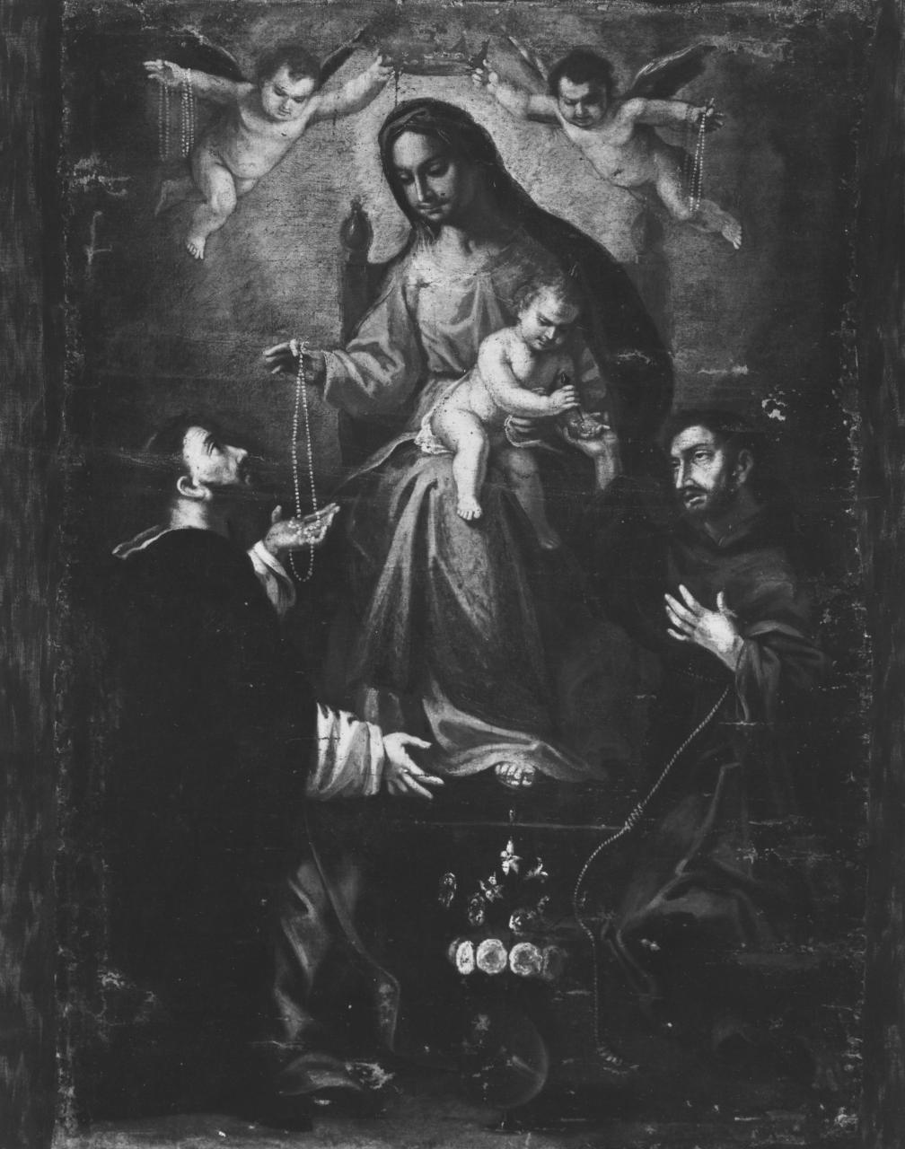 La Madonna del Rosario e i SS. Domenico e Francesco (dipinto) di Conversi Vito Antonio (bottega) (metà sec. XVIII)