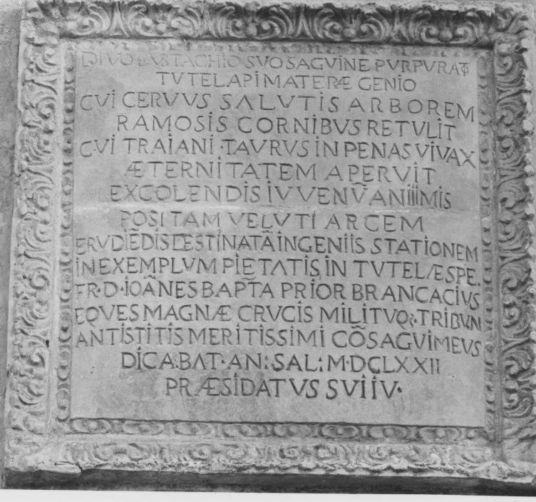 lapide documentaria - bottega Italia meridionale (sec. XVII)