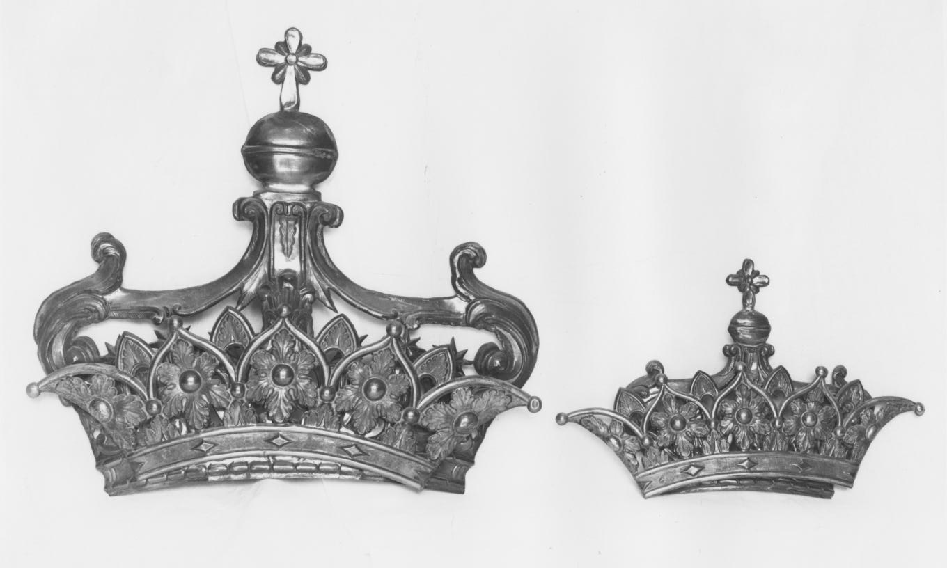 corona votiva, coppia - bottega napoletana (primo quarto sec. XIX)