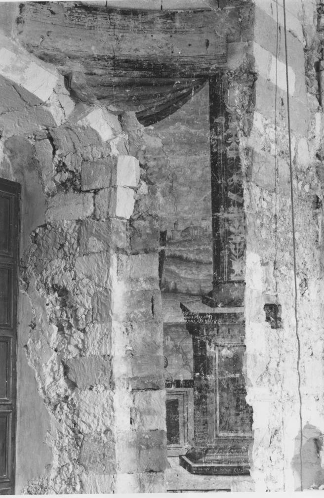 finte architetture con paesaggio (dipinto, frammento) - ambito Italia meridionale (seconda metà sec. XV)