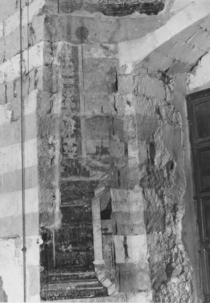 finta architettura con paesaggio (dipinto, frammento) - ambito Italia meridionale (seconda metà sec. XV)