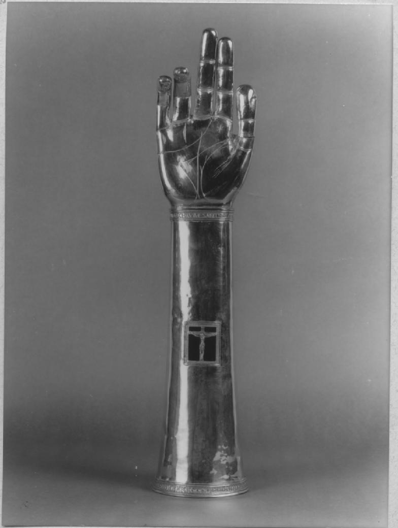 reliquiario antropomorfo - a braccio - manifattura napoletana (seconda metà sec. XV)