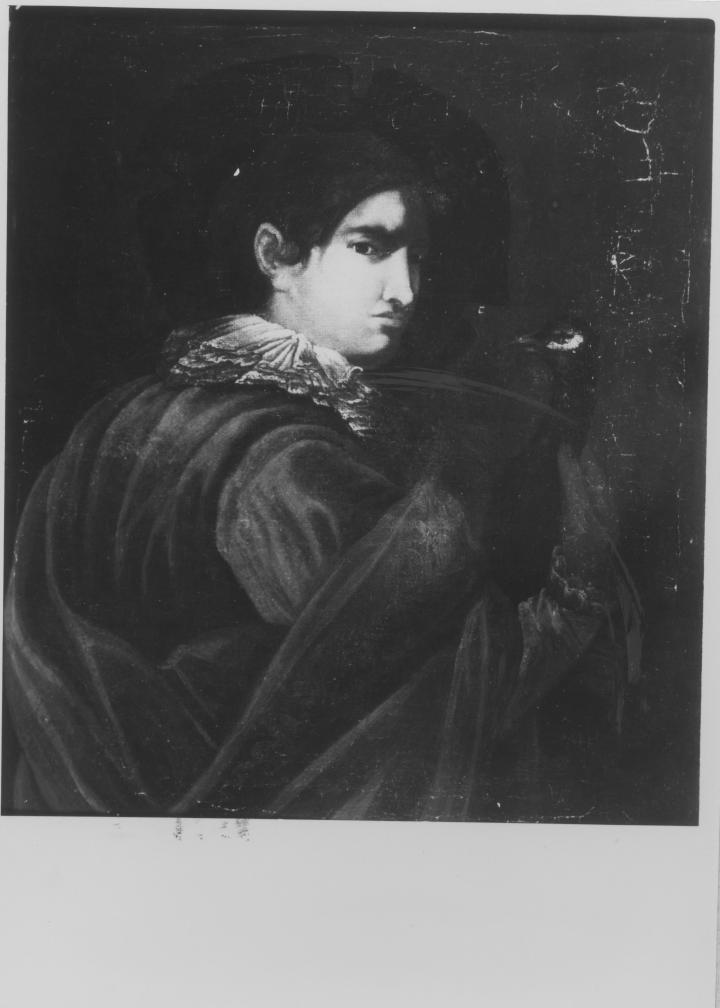 Ritratto di giovane con pavone (dipinto) - ambito Italia meridionale (sec. XVII)