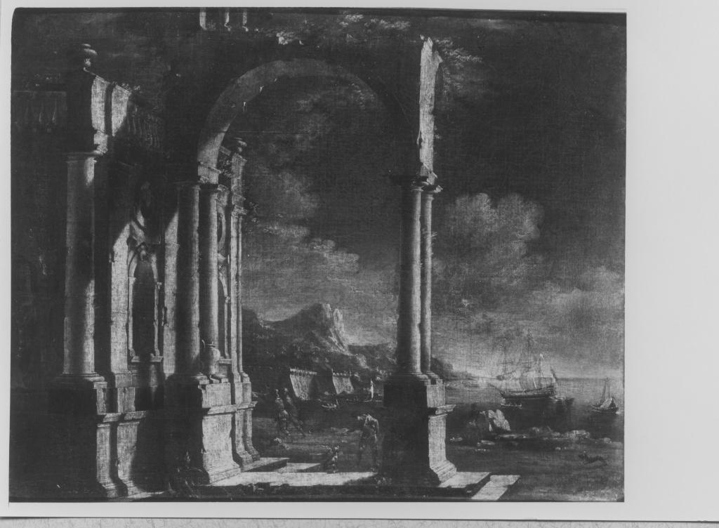 Marina con rovine (dipinto) di Coccorante Leonardo (attribuito) (sec. XVIII)