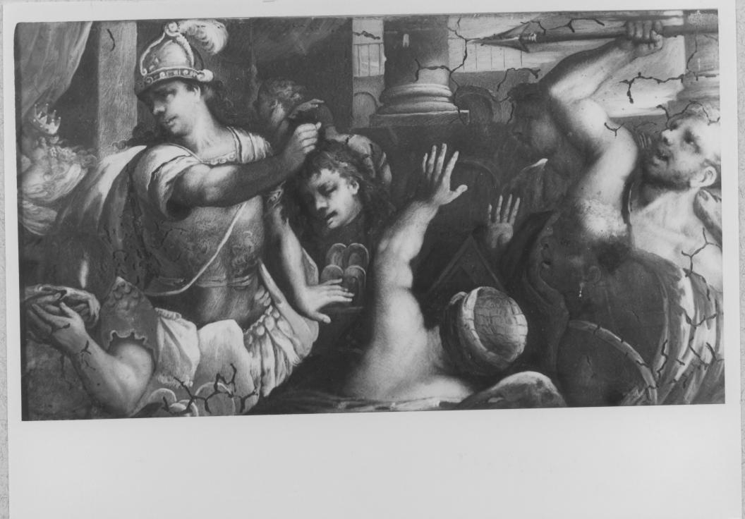 Perseo pietrifica le truppe di Fineo con la testa di Medusa (dipinto) di Giordano Luca (scuola) (fine/inizio secc. XVII/ XVIII)