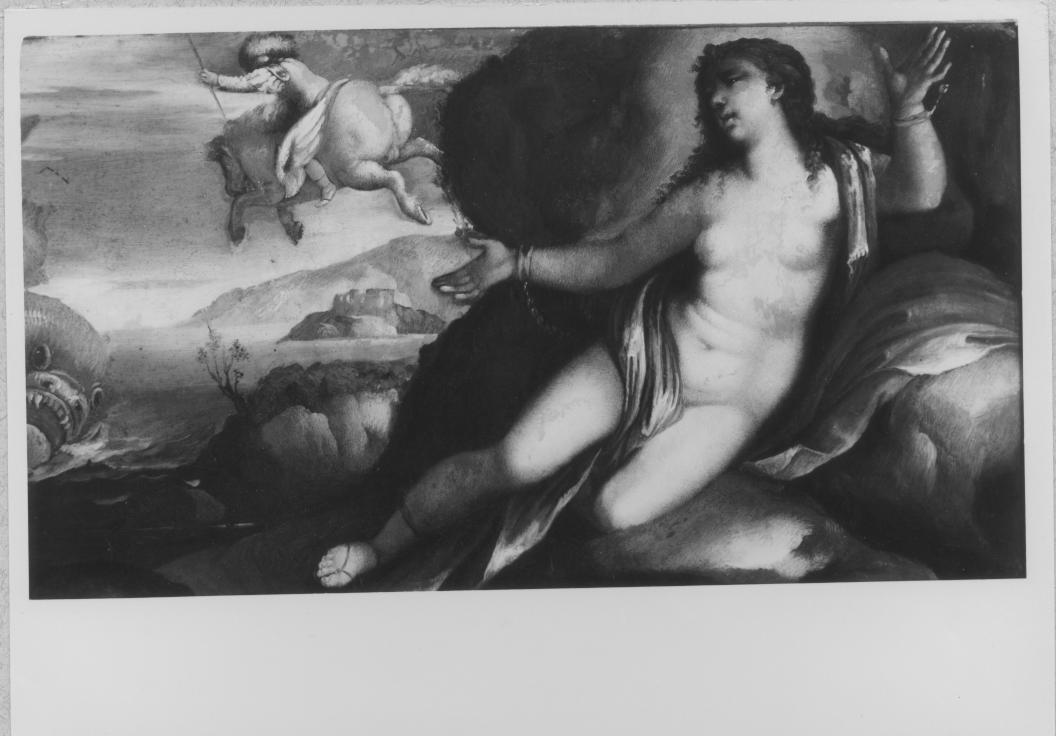 Perseo libera Andromeda dal mostro marino (dipinto) di Giordano Luca (scuola) (fine/inizio secc. XVII/ XVIII)