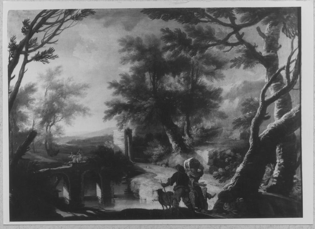 Paesaggio con ponte (dipinto) di Martoriello Gaetano (maniera) (prima metà sec. XVIII)