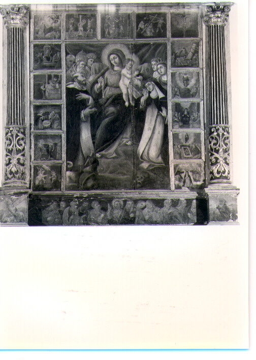 Madonna del Rosario con Santi domenicani e misteri del rosario (dipinto) - ambito lucano (fine sec. XVI)