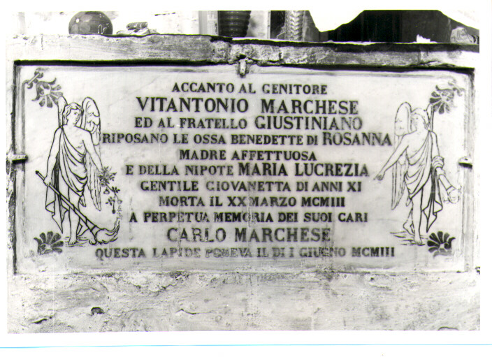 lapide tombale - bottega Italia meridionale (sec. XX)