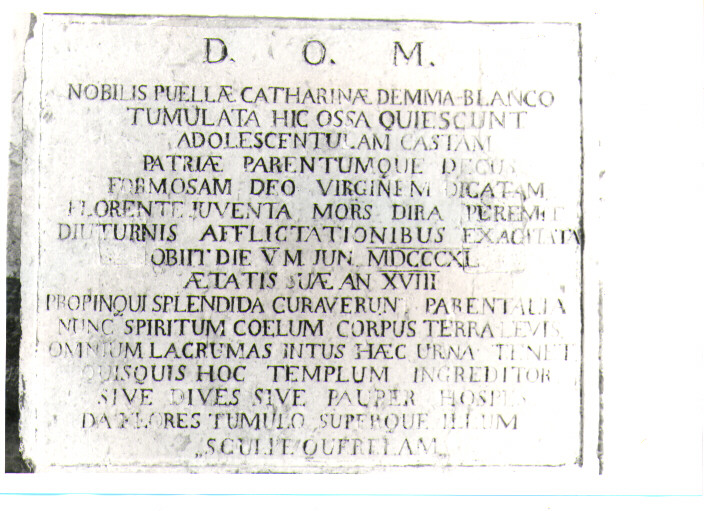 lapide tombale - bottega Italia meridionale (sec. XIX)