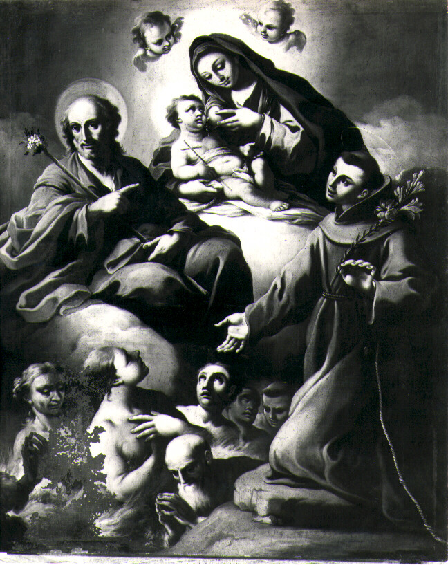Madonna del Latte, San Giuseppe, Sant'Antonio da Padova e anime purganti, Madonna con Bambino e Santi (dipinto) di Guarino Domenico (sec. XVIII)