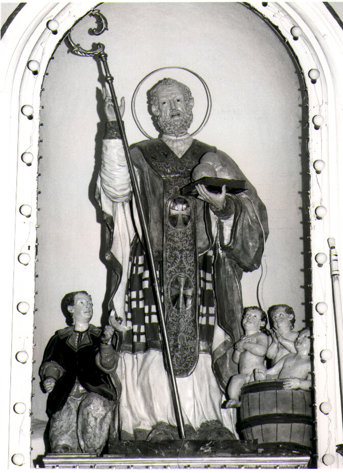 San Nicola di Bari resuscita i tre fanciulli (gruppo scultoreo) - bottega Italia meridionale (sec. XVIII)
