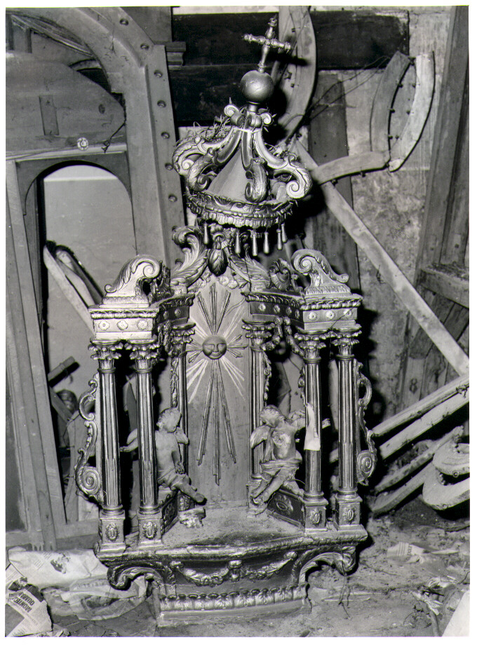 tronetto per esposizione eucaristica - a tempietto - bottega napoletana (seconda metà sec. XIX)