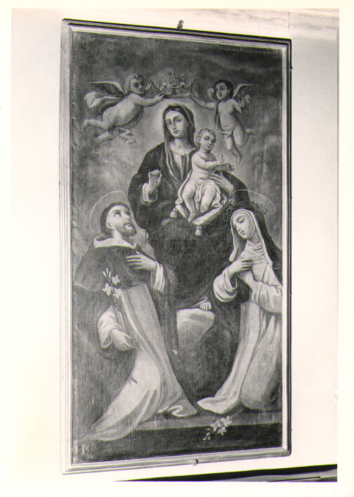 Madonna del Rosario con San Domenico e Santa Caterina da Siena (dipinto) - ambito Italia meridionale (fine/inizio secc. XVIII/ XIX)