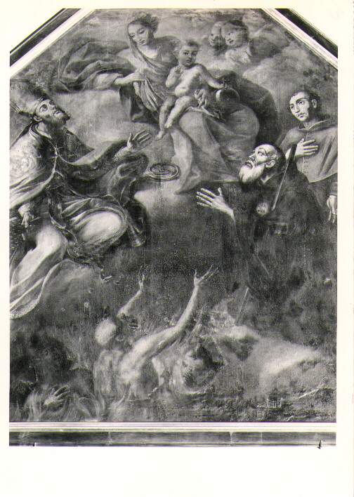 Madonna con Bambino tra San Biagio, San Francesco di Paola, Santo diacono e anime del Purgatorio, Madonna con Bambino e Santi (dipinto) - ambito Italia meridionale (sec. XVIII)