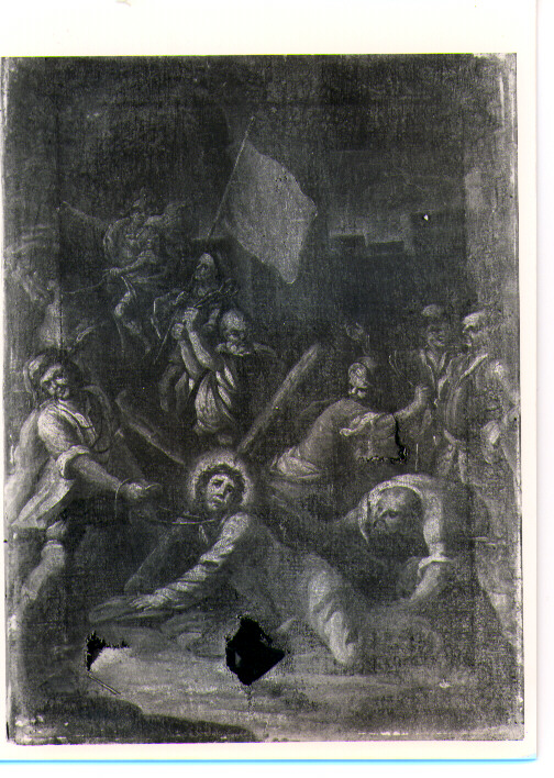 stazione VII: Gesù cade sotto la croce la seconda volta (dipinto, elemento d'insieme) - ambito lucano (prima metà sec. XVII)