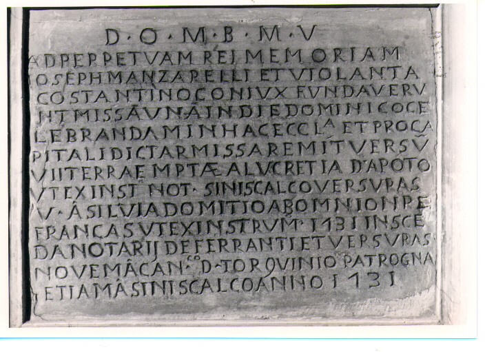 lapide commemorativa - bottega lucana (sec. XVIII)