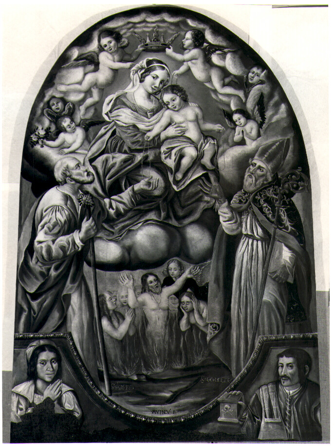 Madonna del Rosario tra San Giuseppe e San Donato, Madonna del Rosario (dipinto) - ambito lucano (seconda metà sec. XVII)