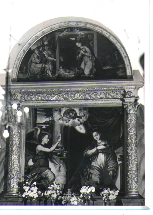 adorazione dei pastori (lunetta, elemento d'insieme) di Pseudo Romano Francesco (metà sec. XVI)