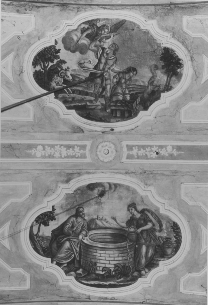 Cristo e la samaritana; Sacrificio di Isacco (dipinto, complesso decorativo) - ambito Italia meridionale (sec. XIX)