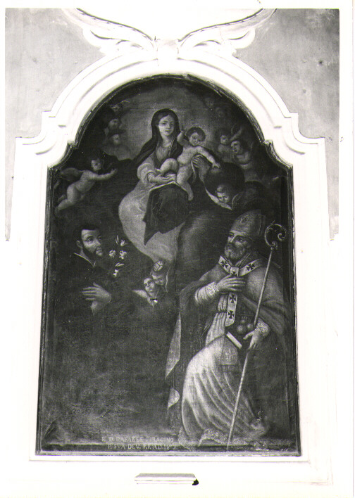 Madonna con Bambino tra San Nicola e San Gaetano, Madonna con Bambino e Santi (dipinto) - ambito Italia meridionale (sec. XIX)