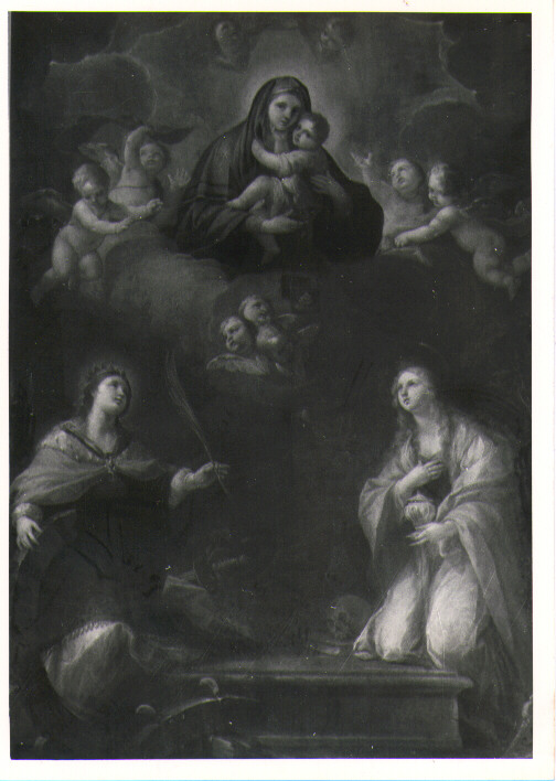 Madonna del Carmine tra Santa Caterina D'Alessandria e Maria Maddalena, Madonna del Carmelo e santi (dipinto) - ambito Italia meridionale (fine/inizio secc. XVII/ XVIII)