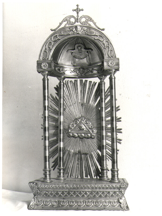 tronetto per esposizione eucaristica - a edicola - bottega Italia meridionale (primo quarto sec. XX)