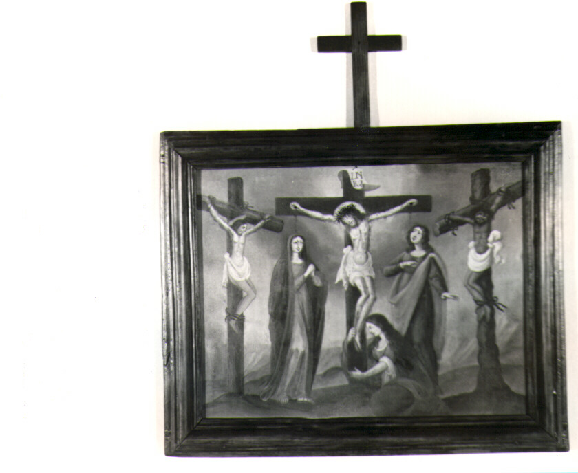 stazione XII: Gesù innalzato e morto in croce (dipinto, ciclo) - ambito lucano (sec. XIX)