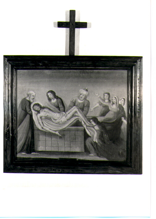 stazione XIV: Gesù deposto nel sepolcro (dipinto, ciclo) - ambito lucano (sec. XIX)
