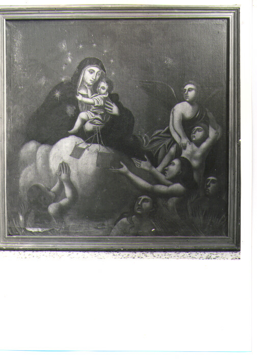Madonna con personaggi che implorano il suo aiuto (dipinto) - ambito Italia meridionale (sec. XIX)