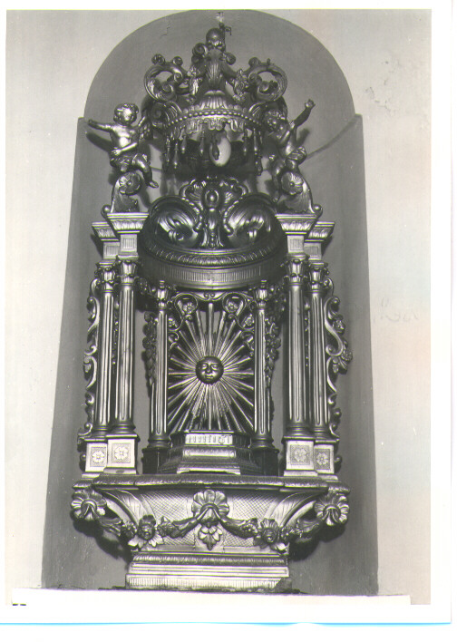 tronetto per esposizione eucaristica - a tempietto - bottega napoletana (seconda metà sec. XIX)