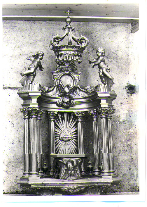 tronetto per esposizione eucaristica - a edicola - bottega napoletana (fine/inizio secc. XIX/ XX)