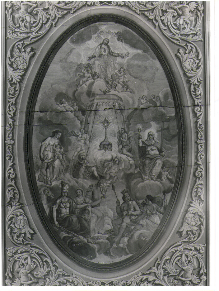 Il cuore di Gesù che irradia le 4 parti del mondo, Sacro Cuore di Gesù (dipinto) di Cascini Antonio (prima metà sec. XIX)