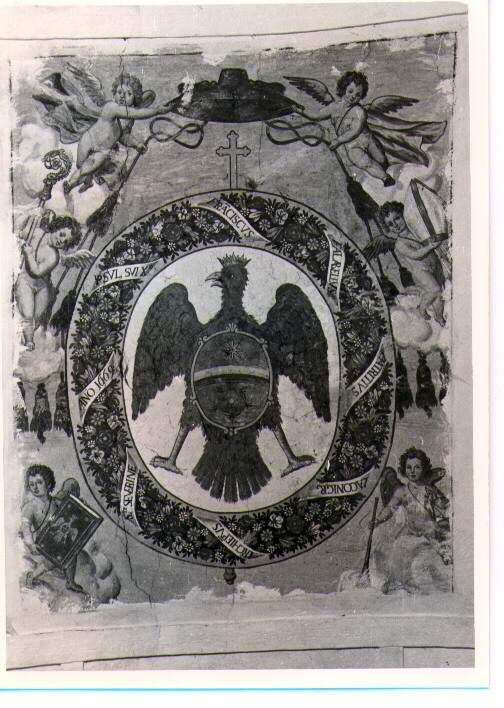 stemma del vescovo Falabella ed angeli, stemma vescovile (dipinto) - ambito lucano (sec. XVII)