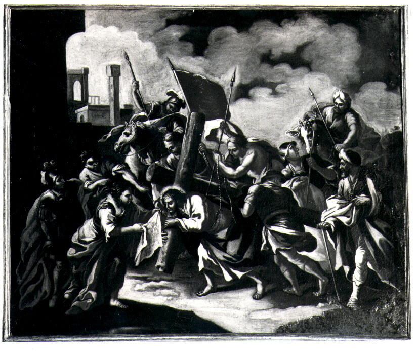 stazione VI: Gesù asciugato dalla Veronica (dipinto, elemento d'insieme) - ambito Italia meridionale (seconda metà sec. XVIII)