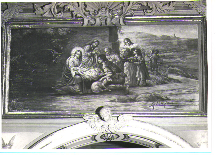 natività di Gesù (dipinto) di Lanziani M (sec. XIX)
