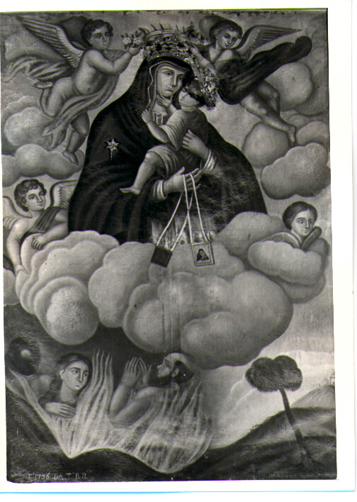 Madonna di Costantinopoli, Madonna con Bambino, angeli e anime purganti (dipinto) - ambito lucano (sec. XVIII)
