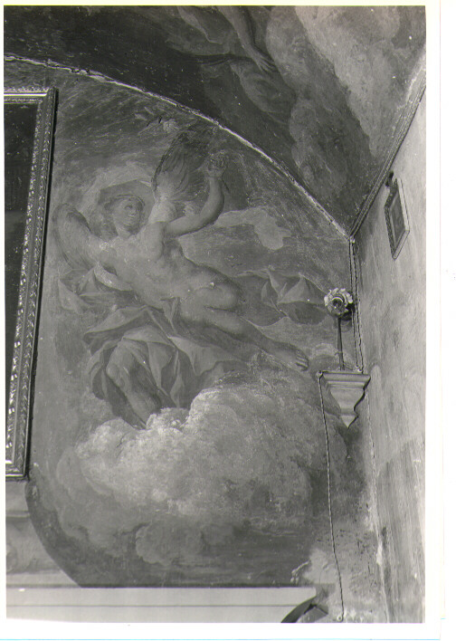figura angelica volante, angelo (dipinto, elemento d'insieme) - ambito Italia meridionale (seconda metà sec. XVII)