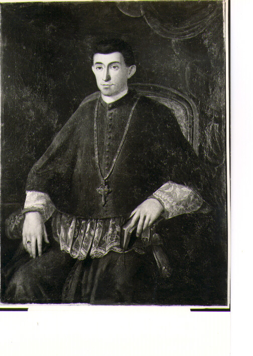 Ritratto del Vescovo Mario de Luca, ritratto di ecclesiastico (dipinto) - ambito lucano (seconda metà sec. XIX)