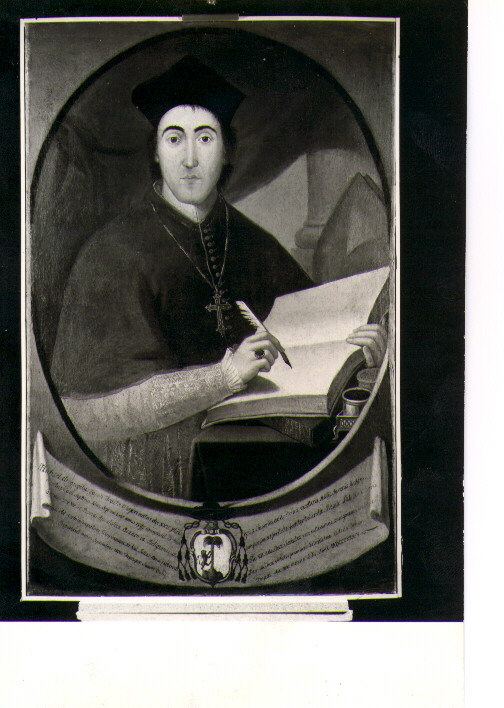 Ritratto del Vescovo Michele Arcangelo Lupoli, ritratto di ecclesiastico (dipinto) - ambito lucano (sec. XIX)
