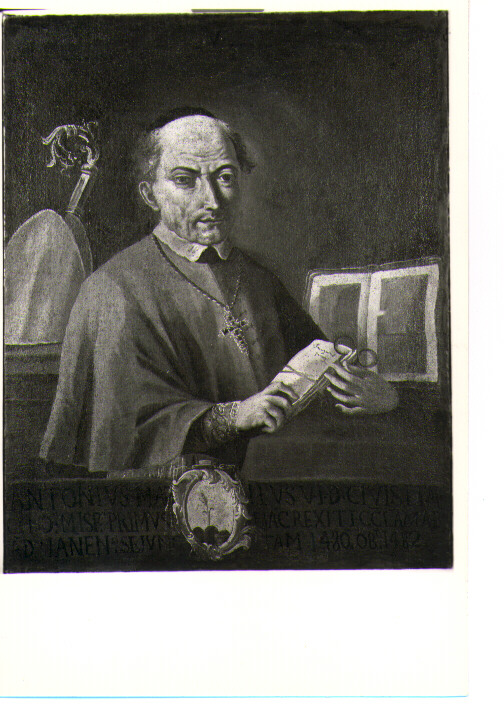 ritratto del Vescovo Antonio Maffei, ritratto di ecclesiastico (dipinto) - ambito lucano (sec. XVIII)