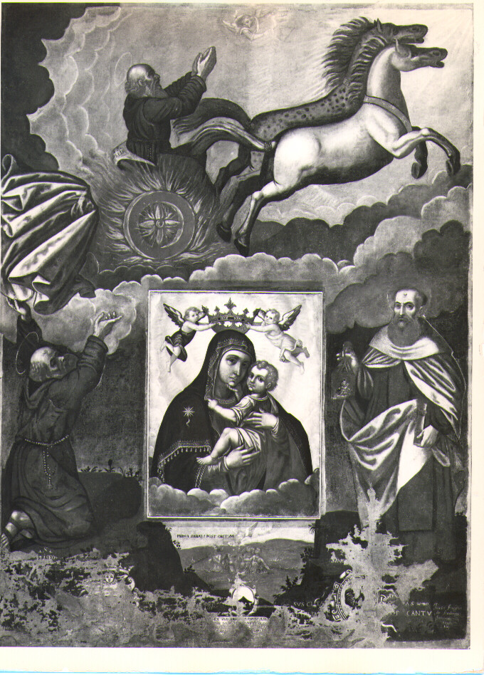 Madonna del Carmine con Sant'Eliseo, San Simone Stock e Sant'Elia (dipinto) di De Ambrosio Giovanni Angelo da Saponara (sec. XVII)