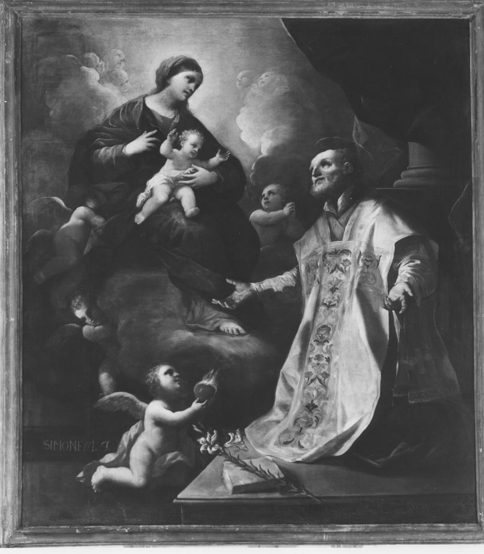 San Filippo Neri ha la visione della Madonna con Bambino (dipinto) di Simonelli Giuseppe (fine/inizio secc. XVII/ XVIII)
