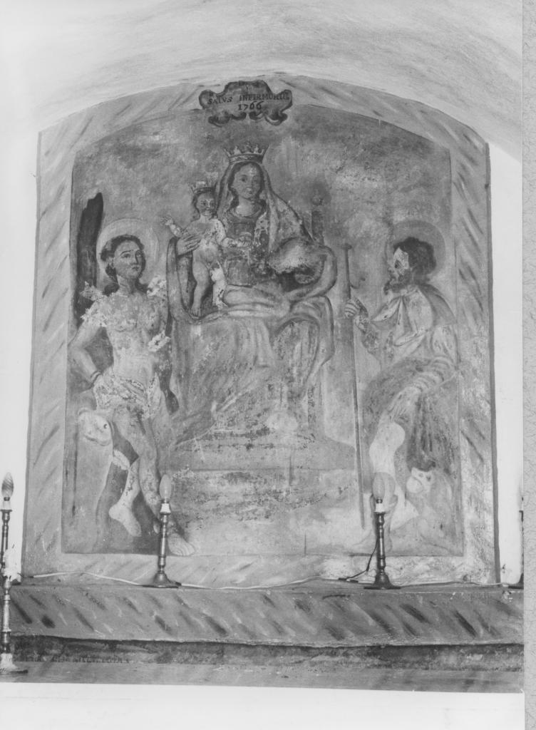 Madonna con Bambino in trono tra i santi Sebastiano e Rocco, Madonna con Bambino in trono tra santi (dipinto) - ambito lucano (sec. XVIII)