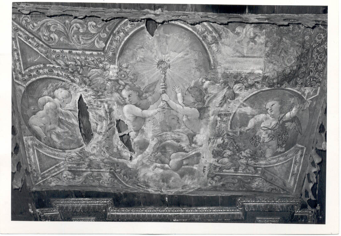 angeli adoranti il calice eucaristico (dipinto) - ambito Italia meridionale (prima metà sec. XVIII)