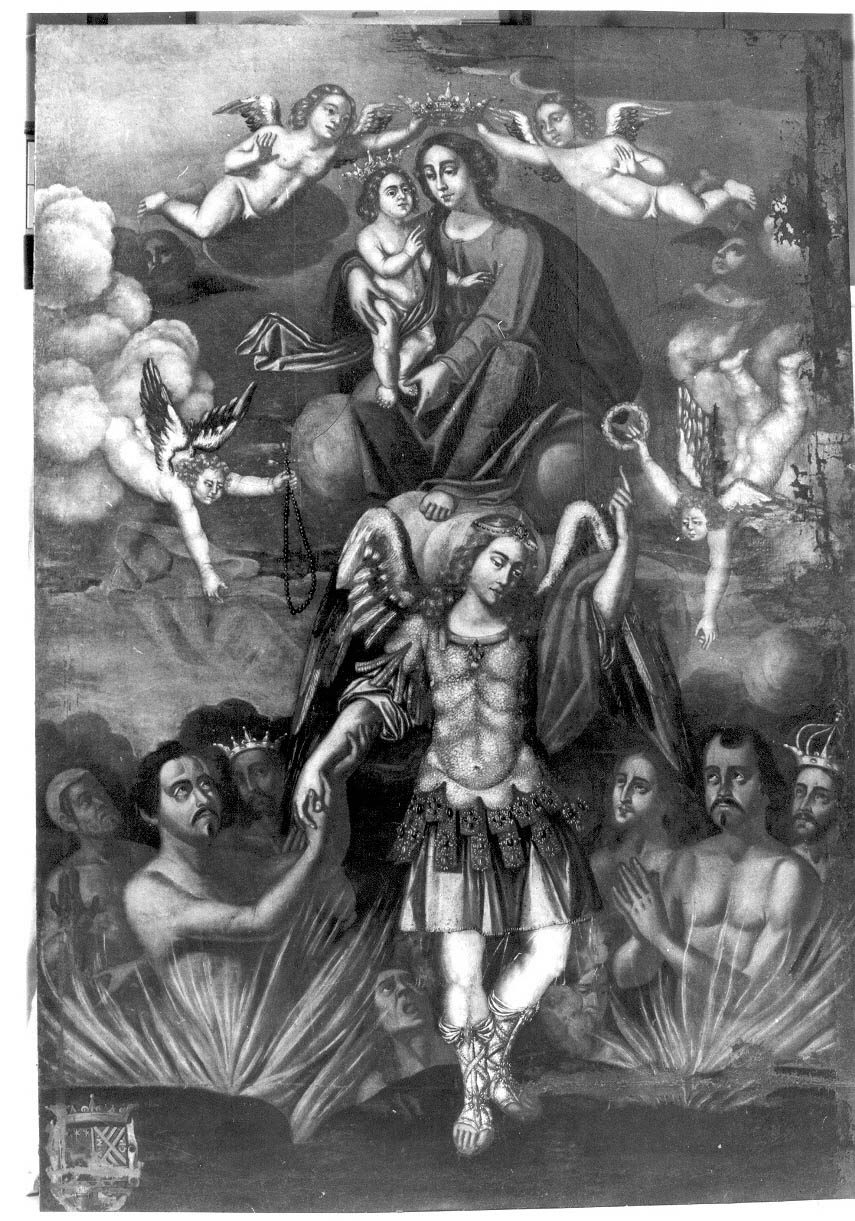 Madonna del Rosario, S. Michele e anime purganti, Madonna del Rosario (dipinto) - ambito Italia meridionale (prima metà sec. XIX)