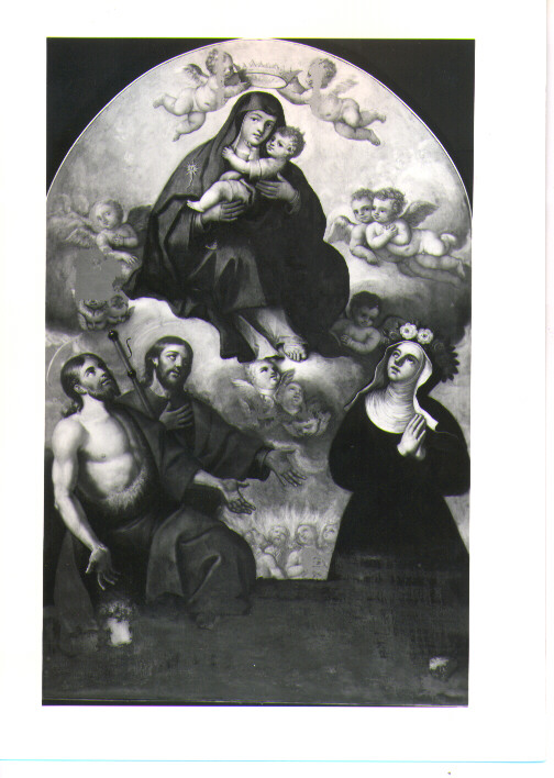Madonna con Bambino tra San Giovanni Battista, San Giovanni Evangelista e Santa Rita, Madonna con Bambino tra angeli e Santi (dipinto) - ambito Italia meridionale (fine sec. XVIII)