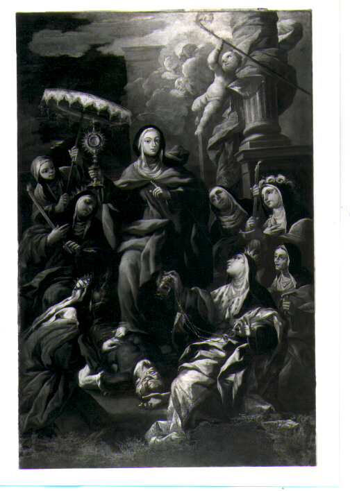 Santa Chiara respinge i saraceni con l'ostensorio (dipinto) di Miglionico Antonio (attribuito) (metà sec. XVII)